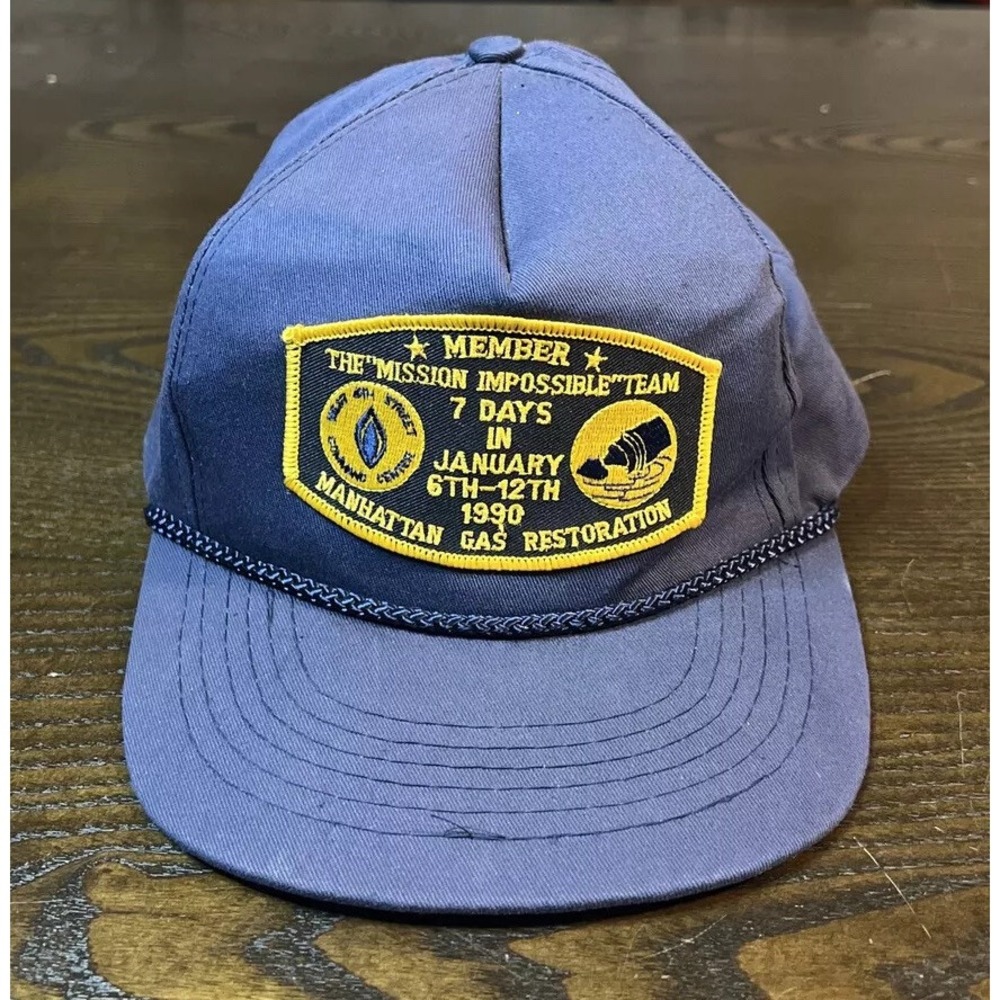 1990 Member Mission Impossible Team Manhattan Gas Restoration Rope Snap Back Hat
